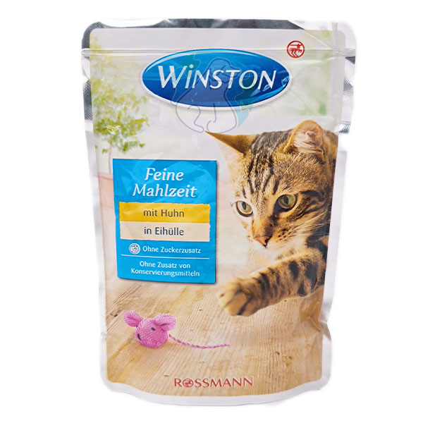 پوچ گربه بالغ مرغ و تخم مرغ 100گرمی Winston